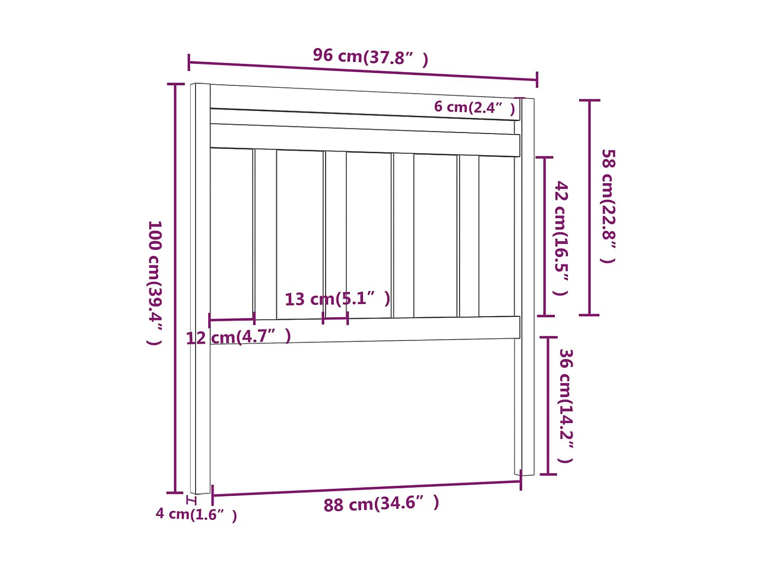 Tête de lit Blanc 96x4x100 cm Bois massif de pin POI54917 BonneVie Meuble