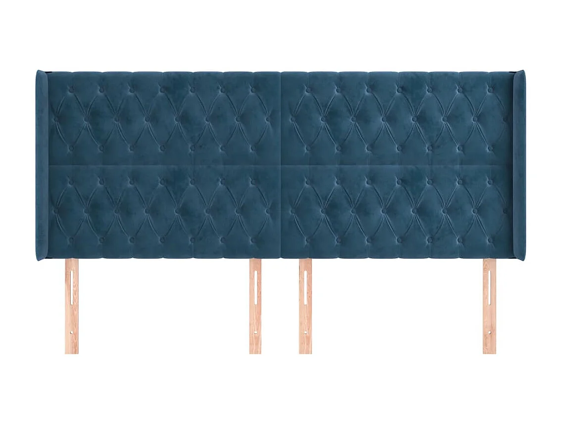 Kopfteil,Bettkopfteil mit Ohren Dunkelblau 203x16x118/128 cm Samt -gkd639361