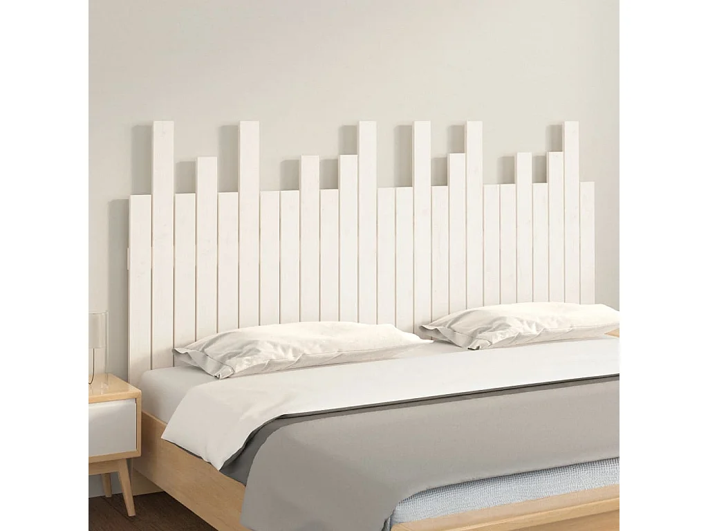 Testiera | Testata del letto da Parete Bianca 159,5x3x80 cm Legno Massello di Pino