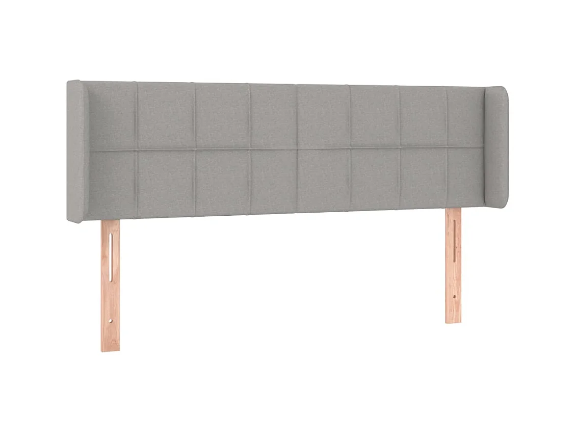 Testiera | Testata del letto ad Orecchio Grigio Chiaro 147x16x78/88 cm in Tessuto