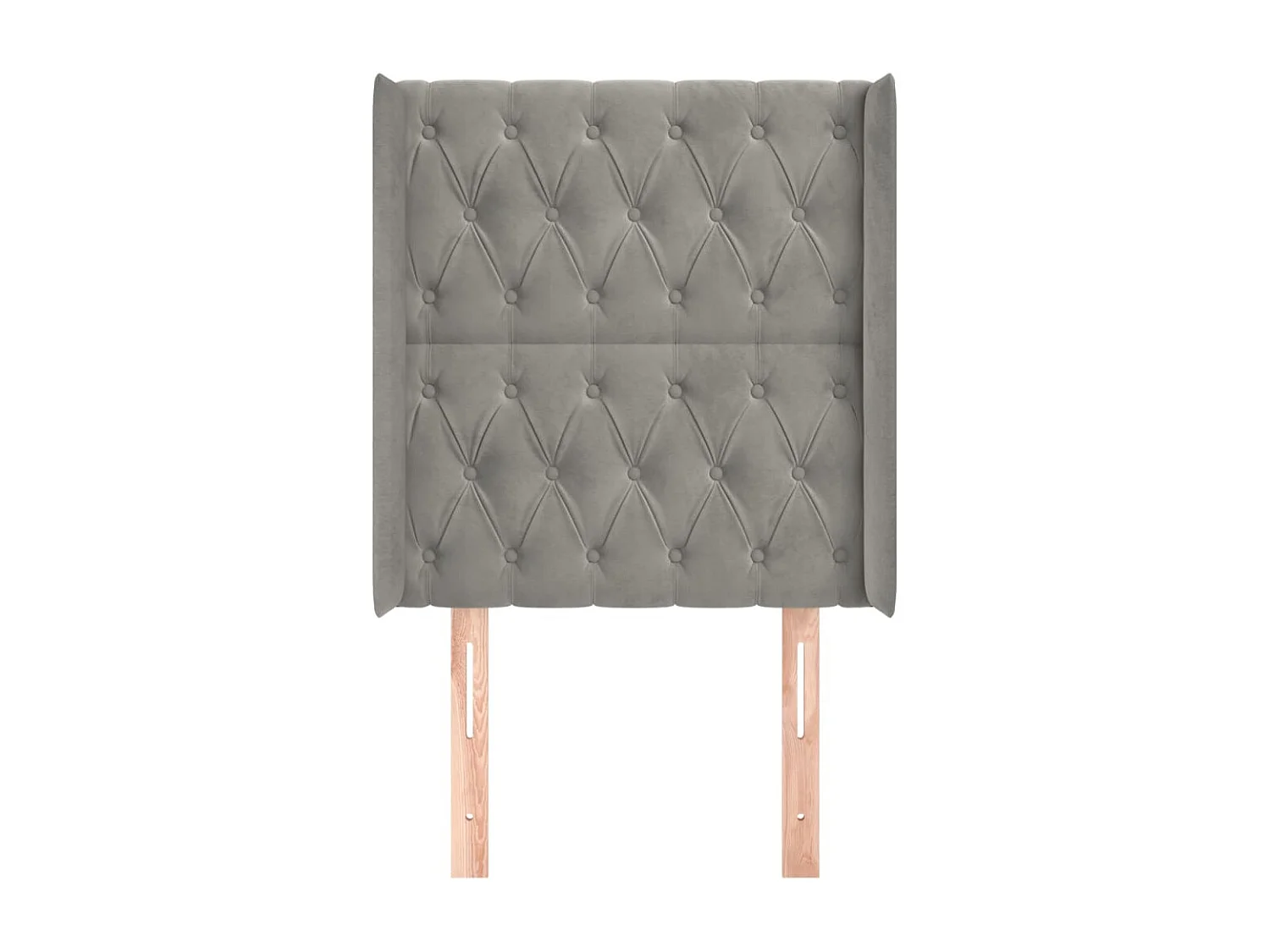 Cabecero con orejas de terciopelo gris claro 83x16x118/128 cm ES20468