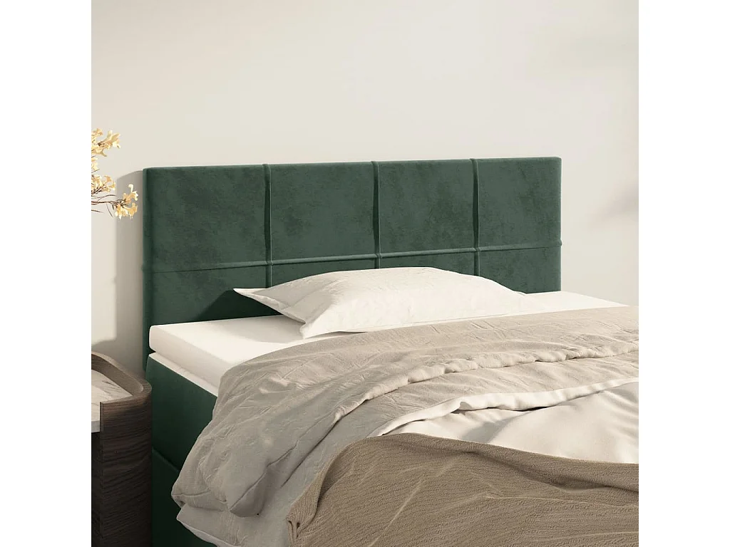 Cabeceira de cama veludo 90x5x78/88 cm verde-escuro PT988021