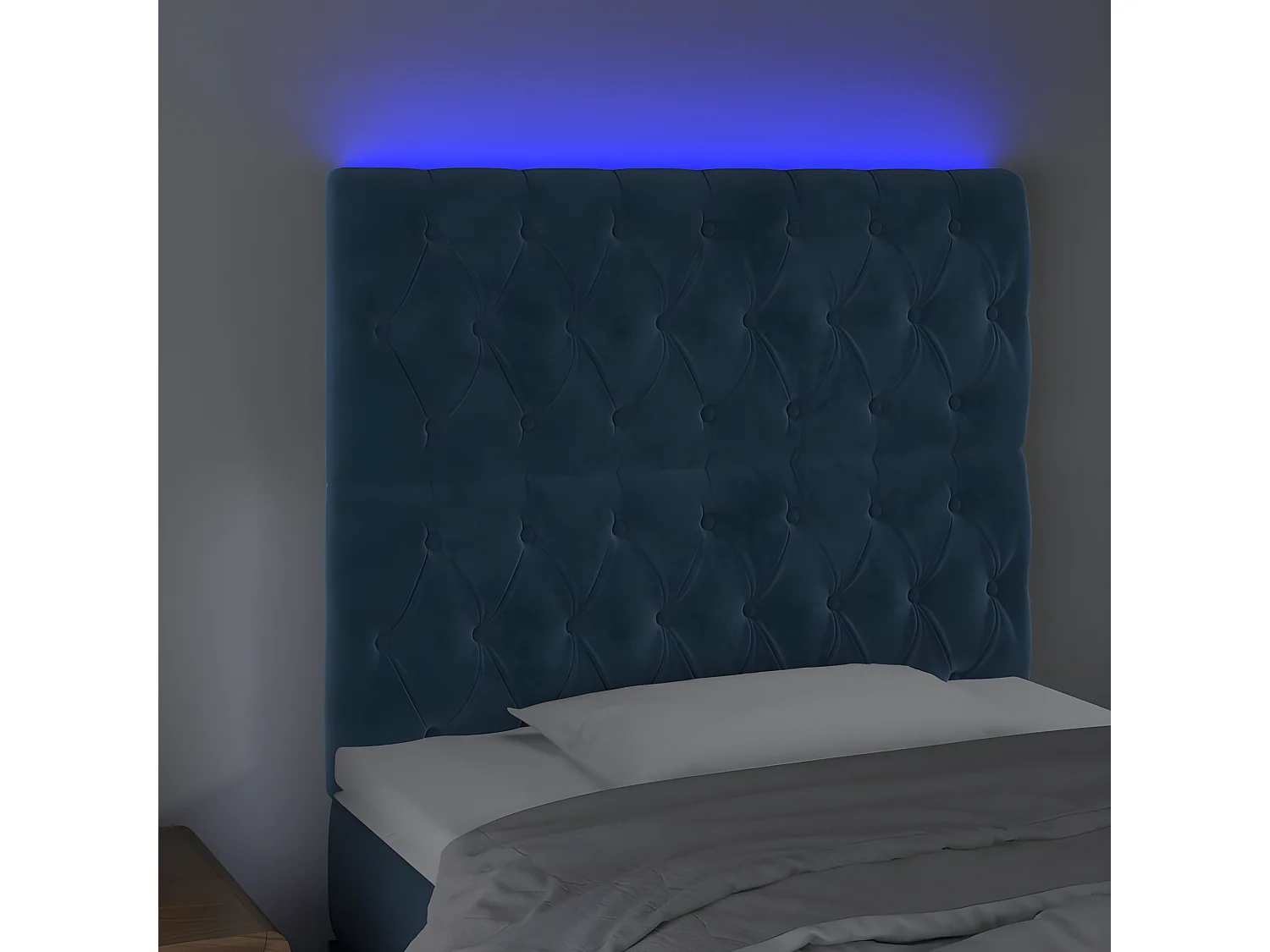 Testiera | Testata del letto a LED Blu scuro 90x7x118/128 cm in Velluto