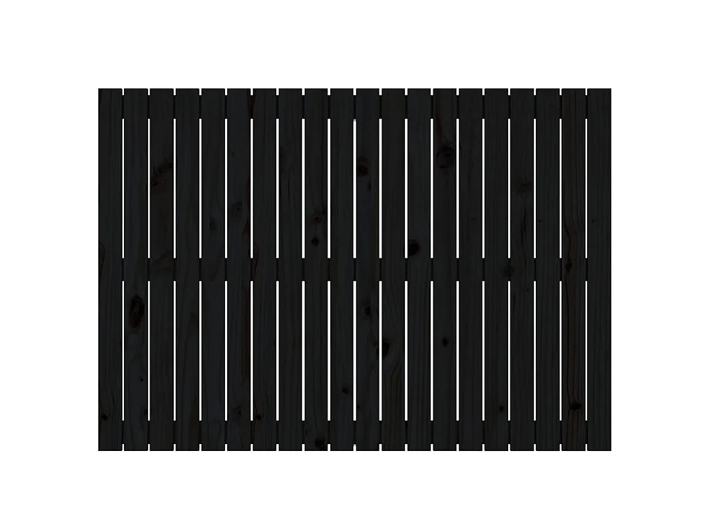 Cabecero de cama de pared madera maciza pino negro 127,5x3x90cm ES67420