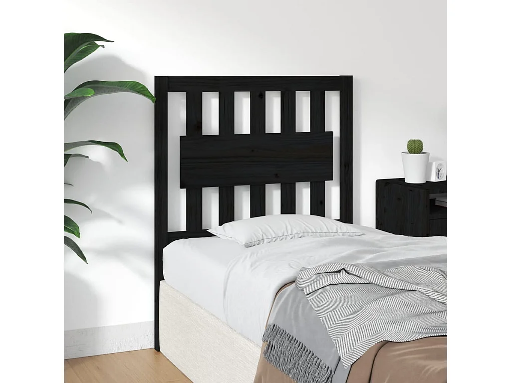 Tête de lit Noir 80,5x4x100 cm Bois massif de pin POI42051 BonneVie Meuble