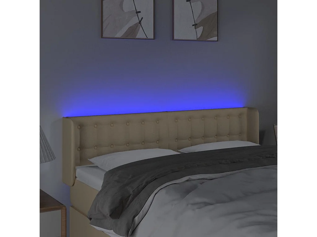 Tête de lit à LED Crème 147x16x78/88 cm Tissu POI69991 BonneVie Meuble