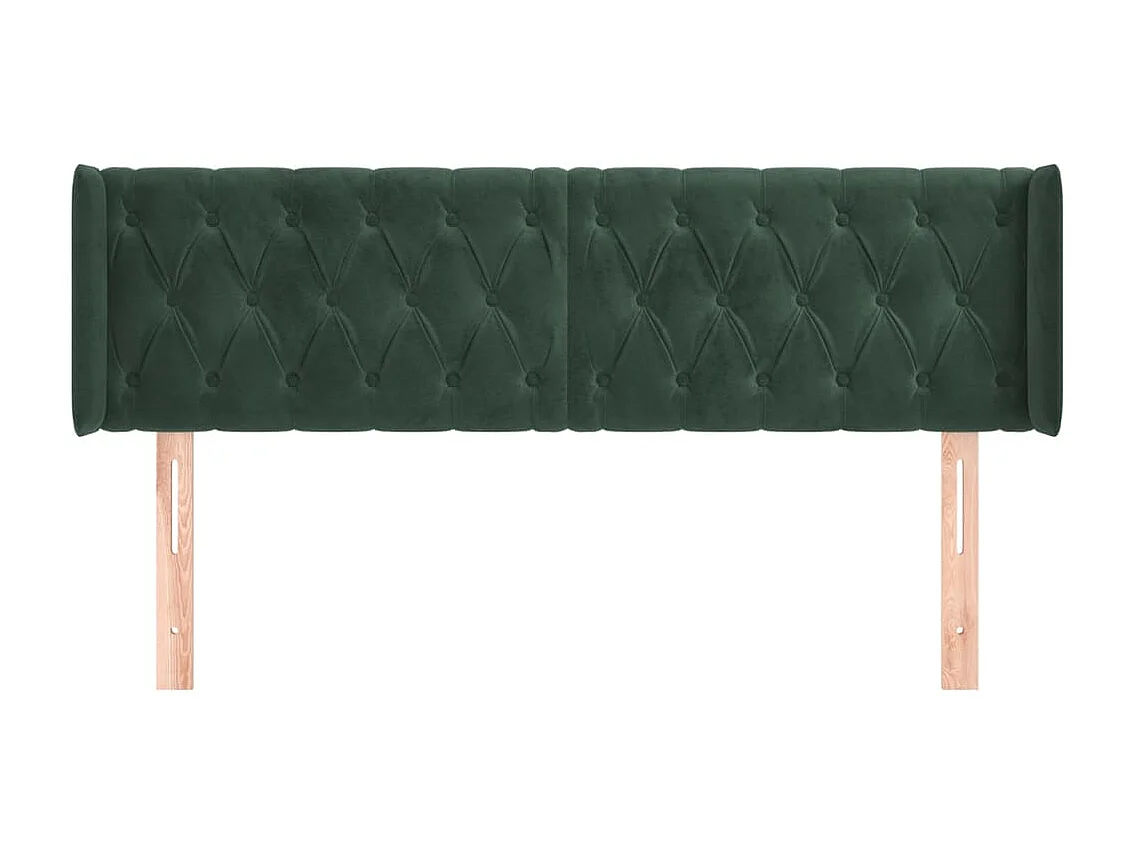 Cabeceira de cama c/ abas veludo 163x16x78/88cm verde-escuro PT257904