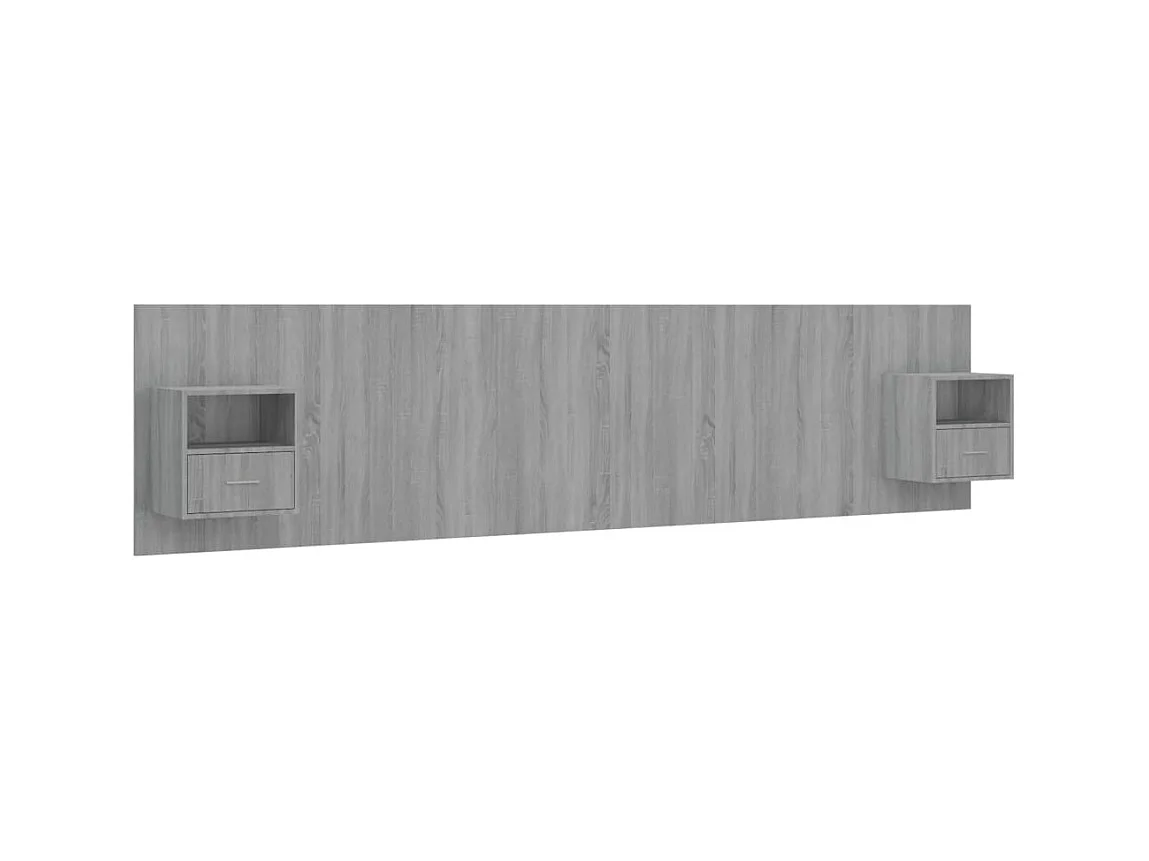 Testiera | Testata del letto Letto con Comodini in Legno Multistrato Grigio Sonoma