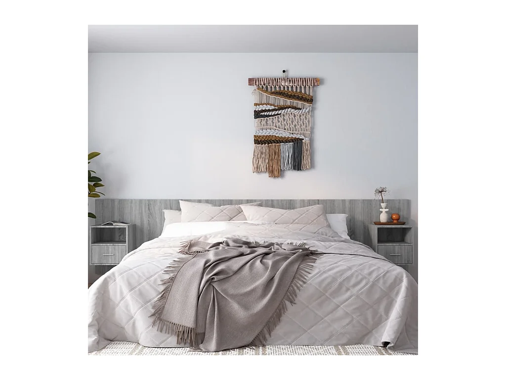 Kopfteil,Bettkopfteil mit Nachttischen Grau Sonoma Holzwerkstoff -gkd800202