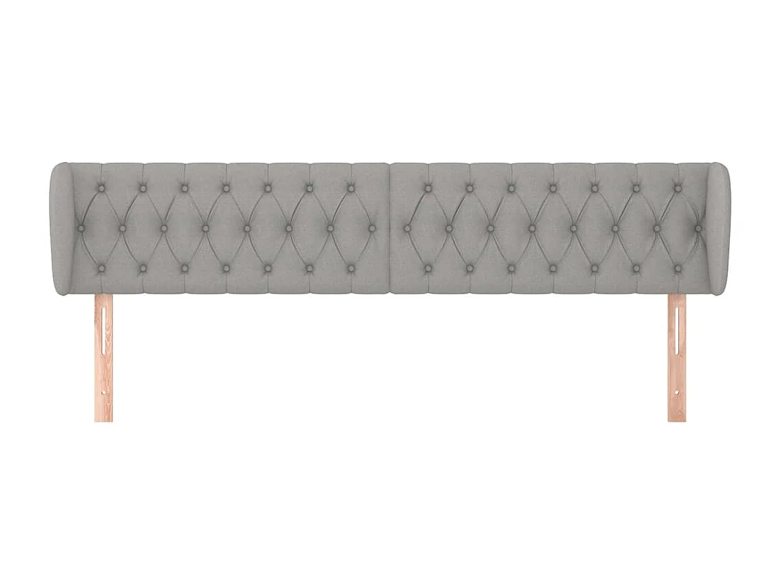 Tête de lit avec oreilles Gris clair 203x23x78/88 cm Tissu POI28899 BonneVie Meuble