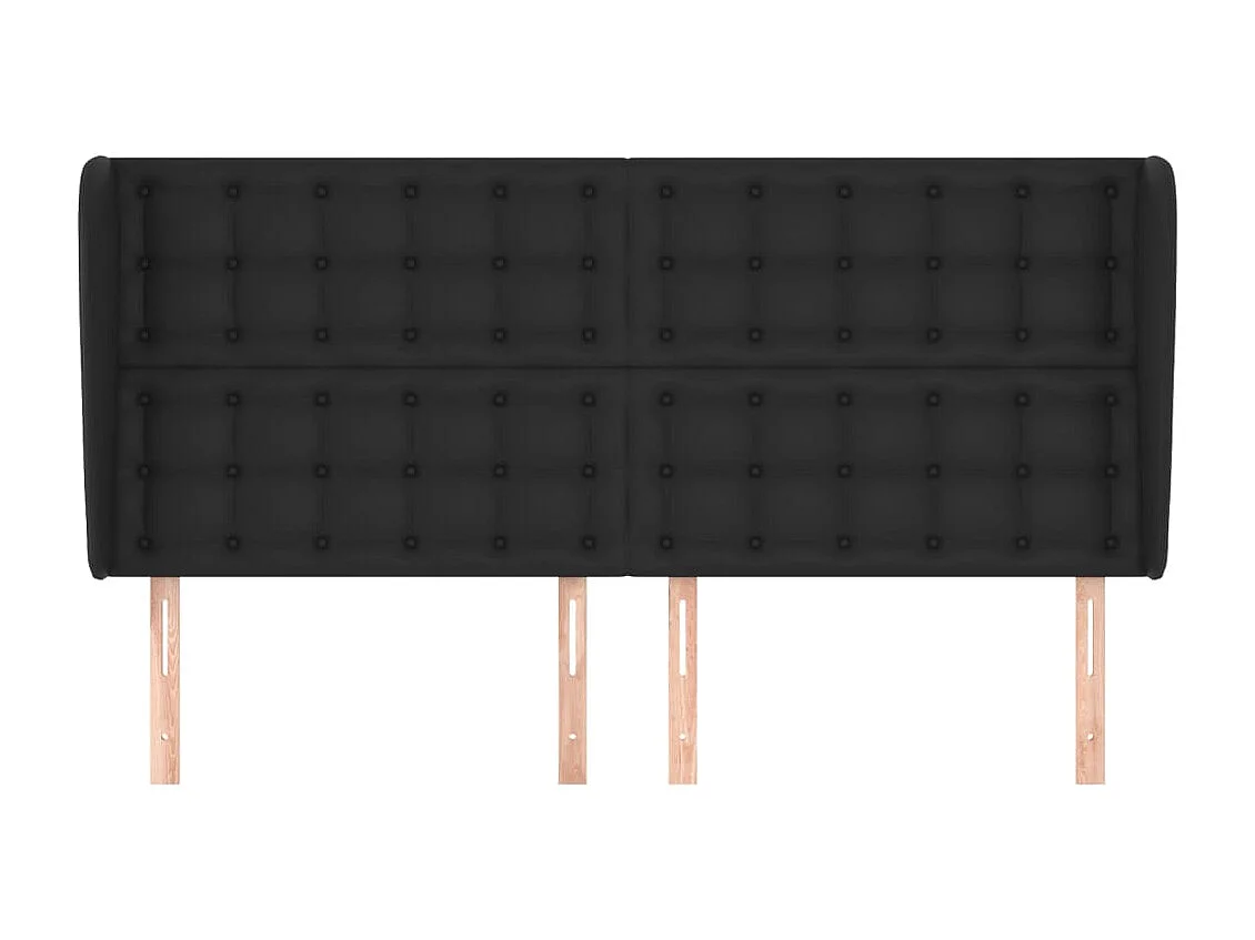 Tête de lit avec oreilles Noir 163x23x118/128 cm Similicuir POI40178 BonneVie Meuble