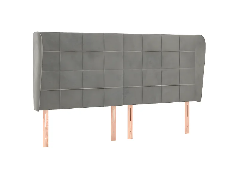 Tête de lit avec oreilles Gris clair 163x23x118/128 cm Velours POI69809 BonneVie Meuble