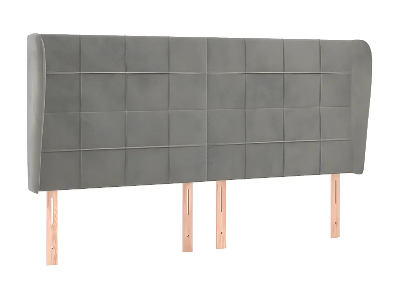 Hoofdbord met randen 163x23x118/128 cm fluweel lichtgrijs NL377704