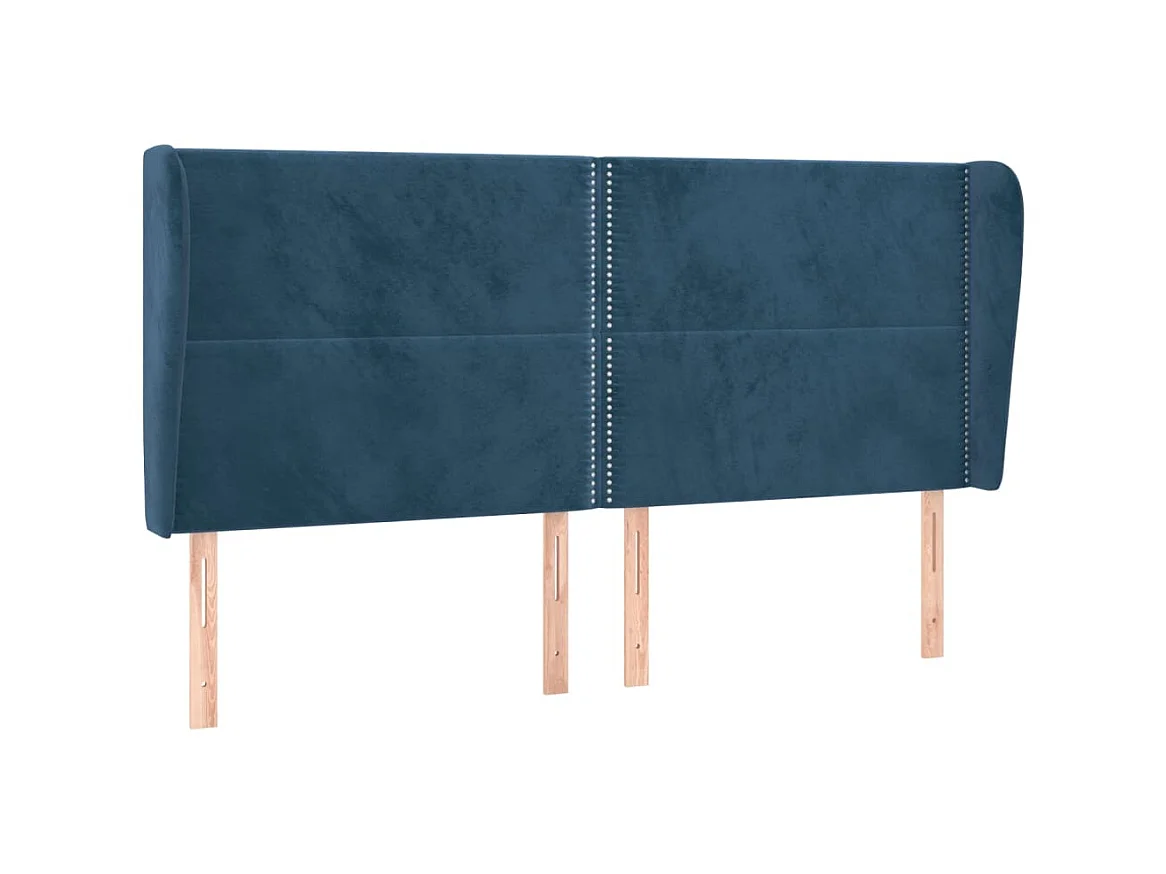 Tête de lit avec oreilles Bleu foncé 203x23x118/128 cm Velours POI52661 BonneVie Meuble
