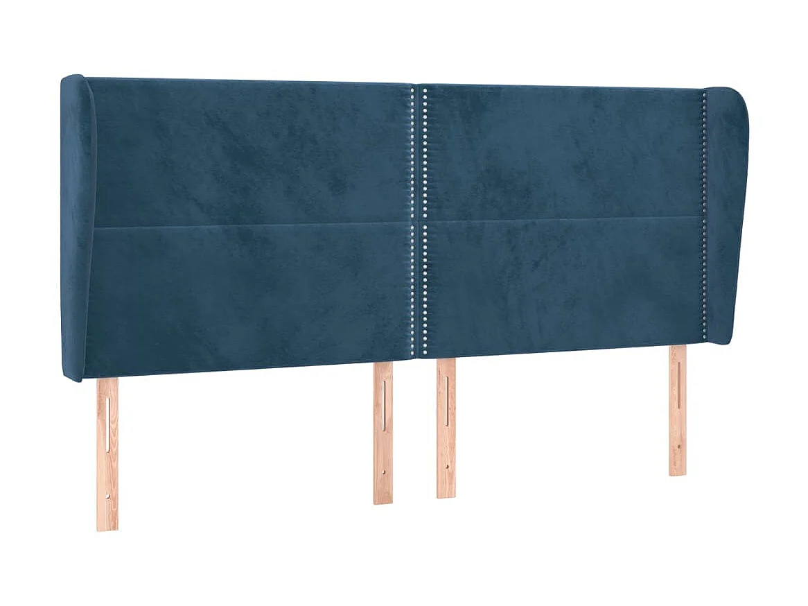 Tête de lit avec oreilles Bleu foncé 203x23x118/128 cm Velours POI52661 BonneVie Meuble