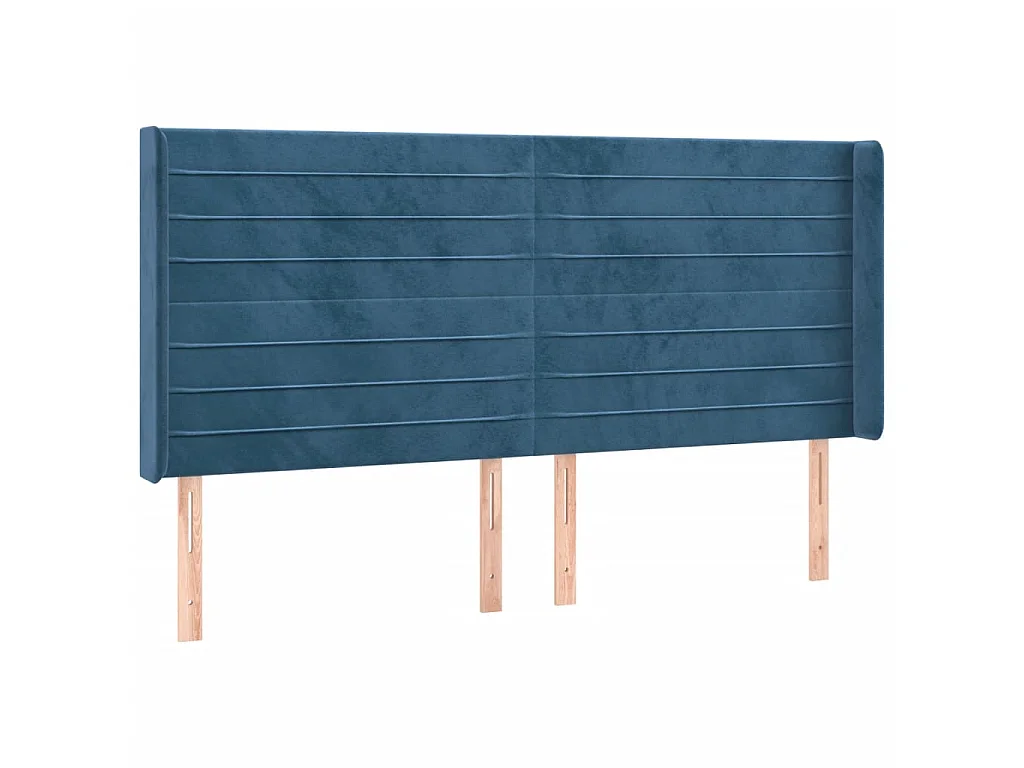 Cabeceira cama c/ luzes LED veludo 203x16x118/128cm azul-escuro PT525516