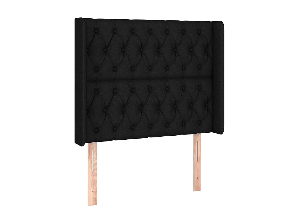 Cabecero con orejas de tela negro 103x16x118/128 cm ES64748