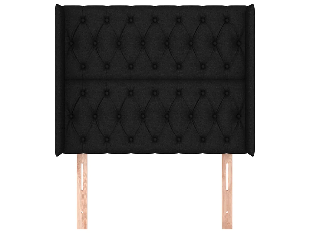 Tête de lit avec oreilles Noir 103x16x118/128 cm Tissu POI69465 BonneVie Meuble