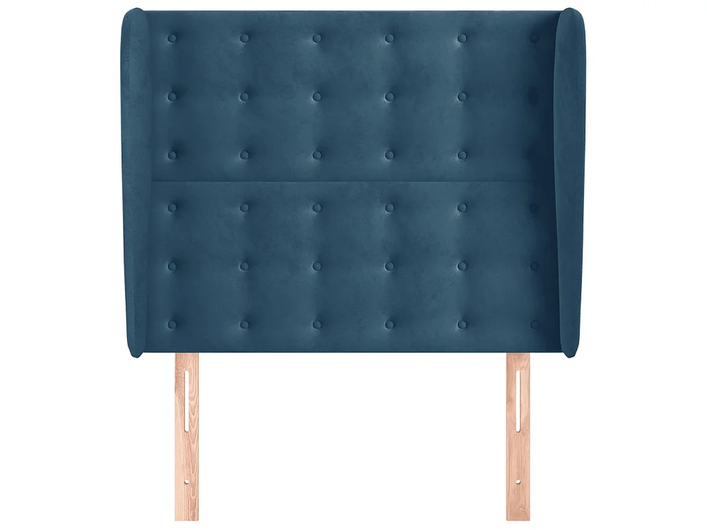 Cabeceira cama c/ abas veludo 83x23x118/128 cm azul-escuro PT842128