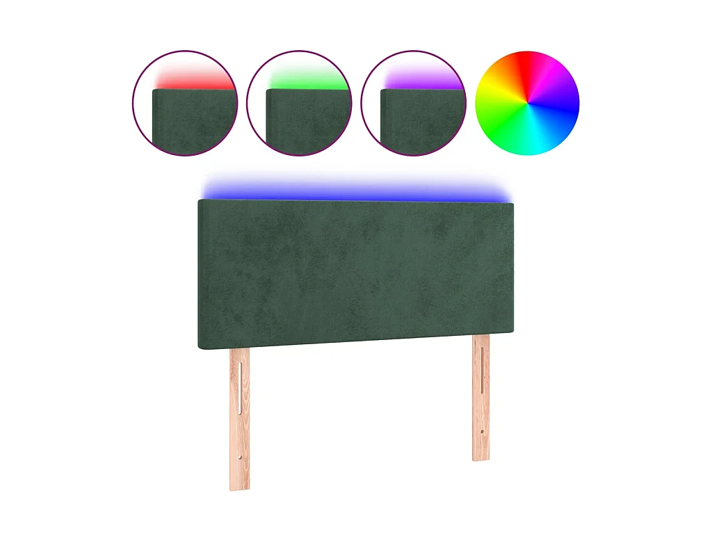 Tête de lit à LED Vert foncé 90x5x78/88 cm Velours POI27302 BonneVie Meuble