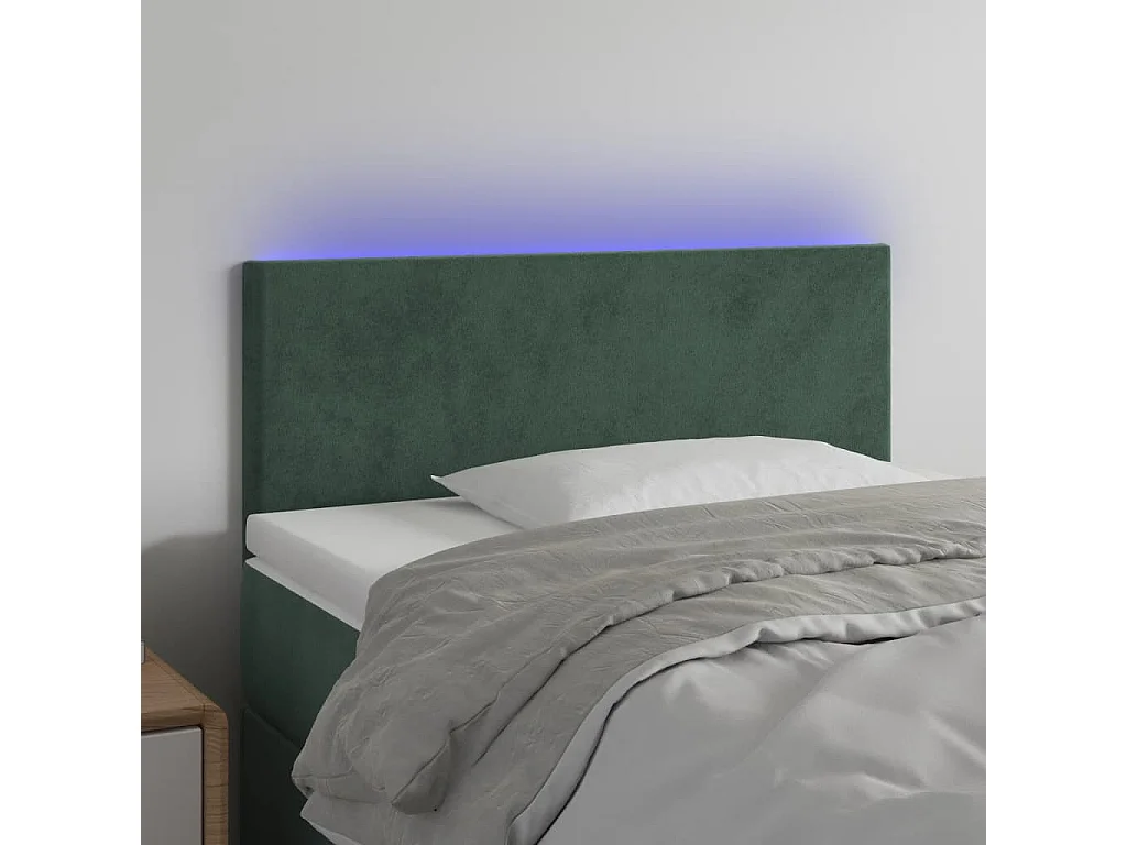 Tête de lit à LED Vert foncé 90x5x78/88 cm Velours POI27302 BonneVie Meuble