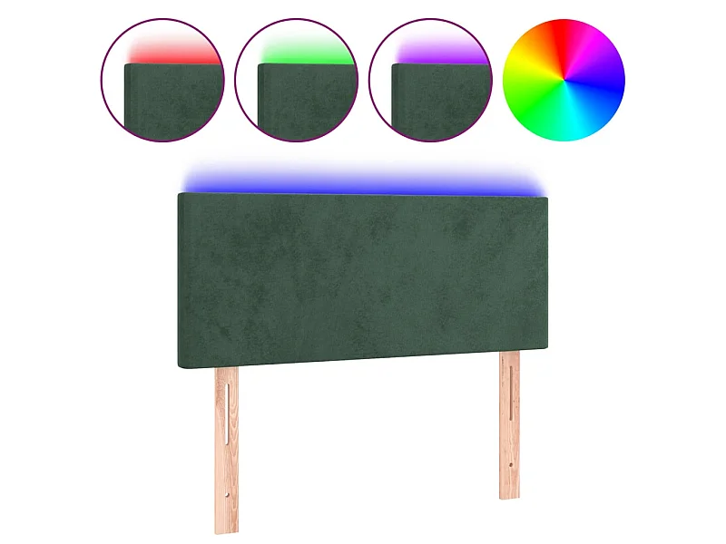 Cabecero con LED de terciopelo verde oscuro 90x5x78/88 cm ES45563