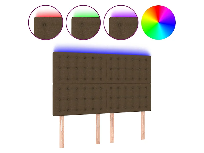 Cabecero con luces LED tela marrón oscuro 144x5x118/128 cm ES84812
