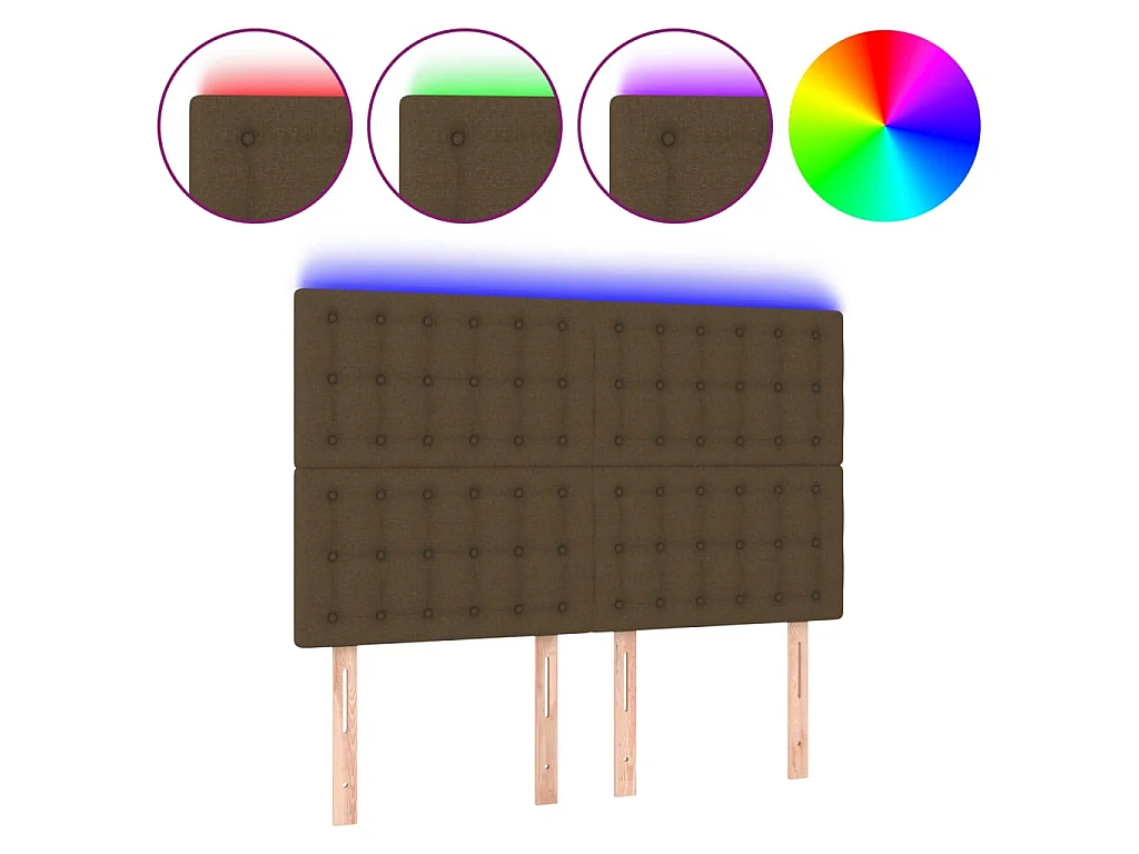 Tête de lit à LED Marron foncé 144x5x118/128 cm Tissu POI67717 BonneVie Meuble