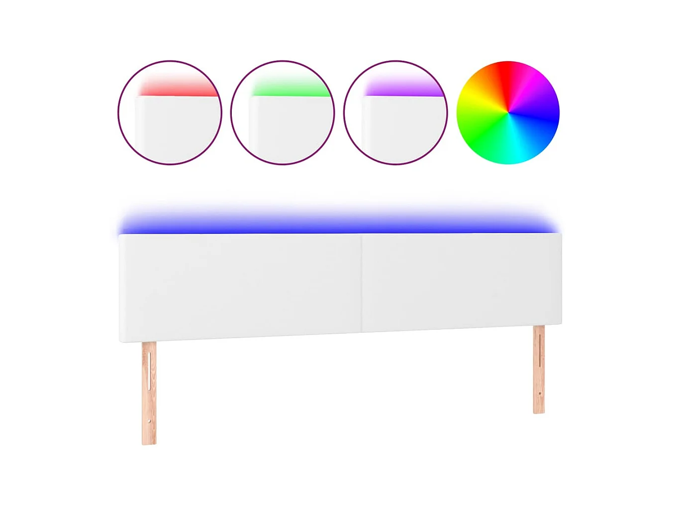 Tête de lit à LED Blanc 200x5x78/88 cm Similicuir POI80014 BonneVie Meuble