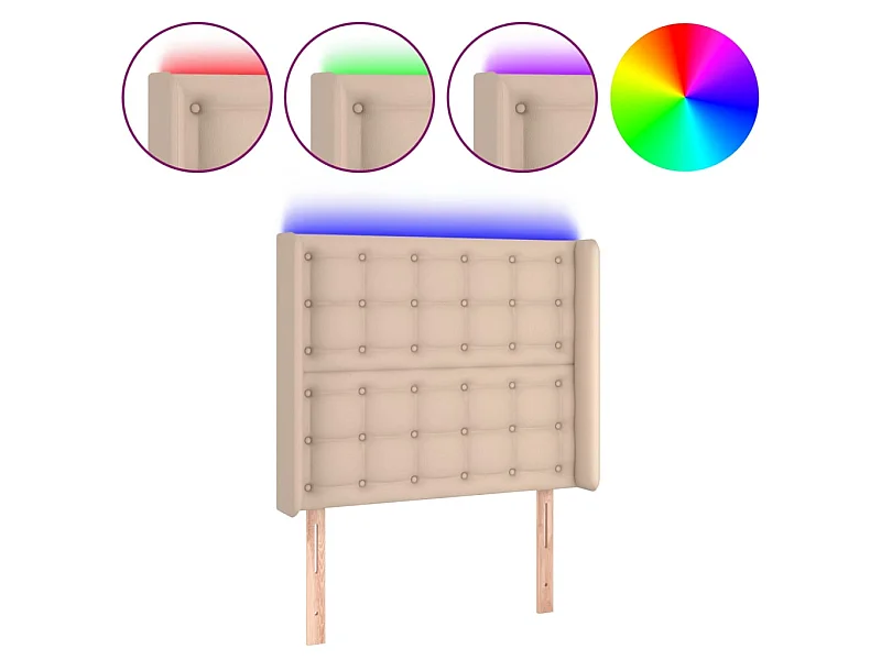 Tête de lit à LED Cappuccino 103x16x118/128 cm Similicuir POI90909 BonneVie Meuble