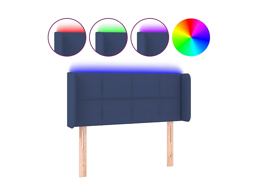 Tête de lit à LED Bleu 93x16x78/88 cm Tissu POI30233 BonneVie Meuble