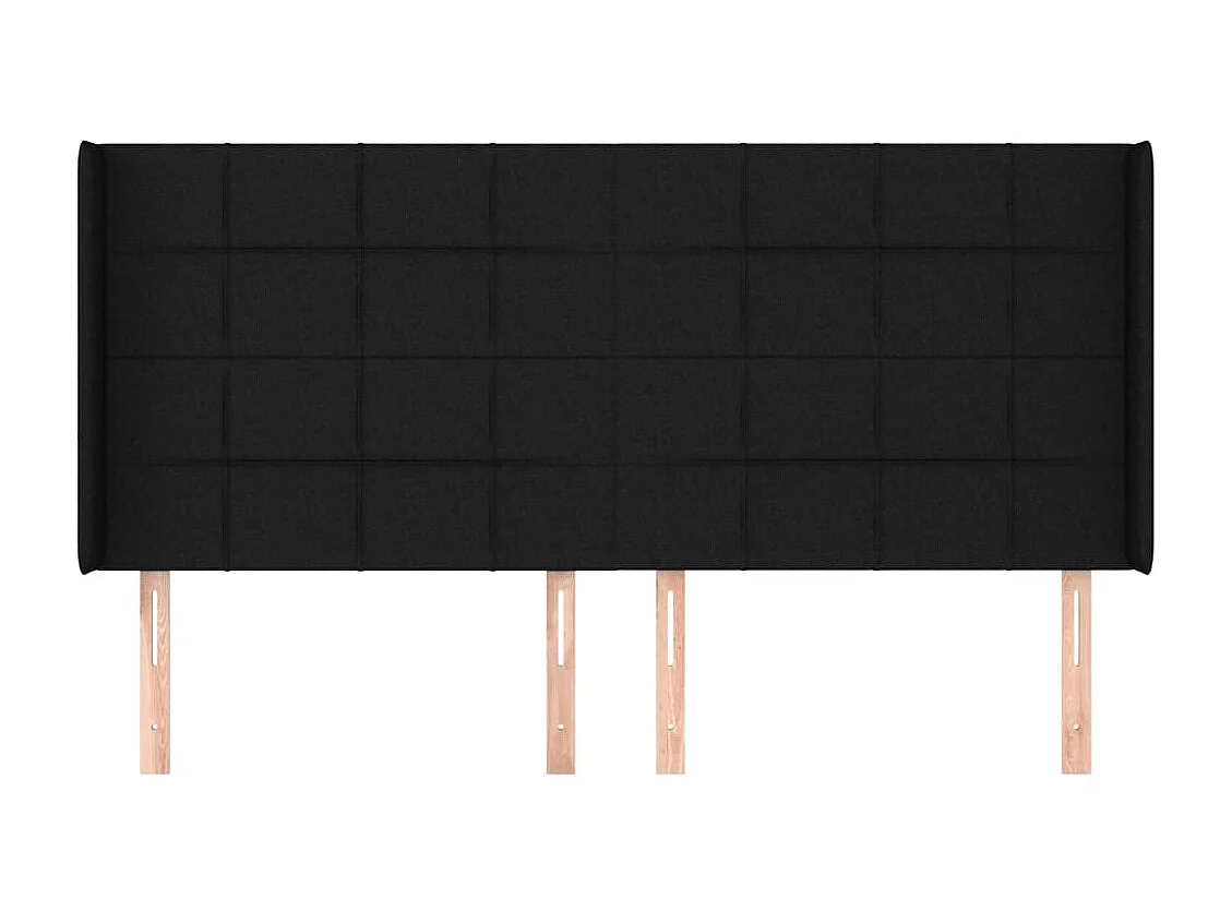 Testiera | Testata del letto ad Orecchio Nera 163x16x118/128 cm in Tessuto