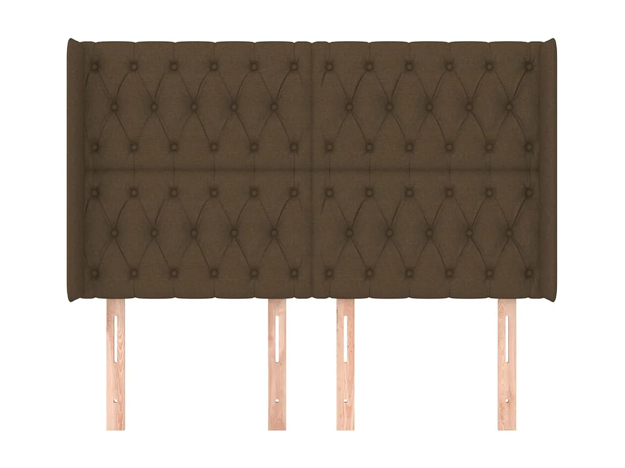 Tête de lit avec oreilles Marron foncé 147x16x118/128 cm Tissu POI65769 BonneVie Meuble