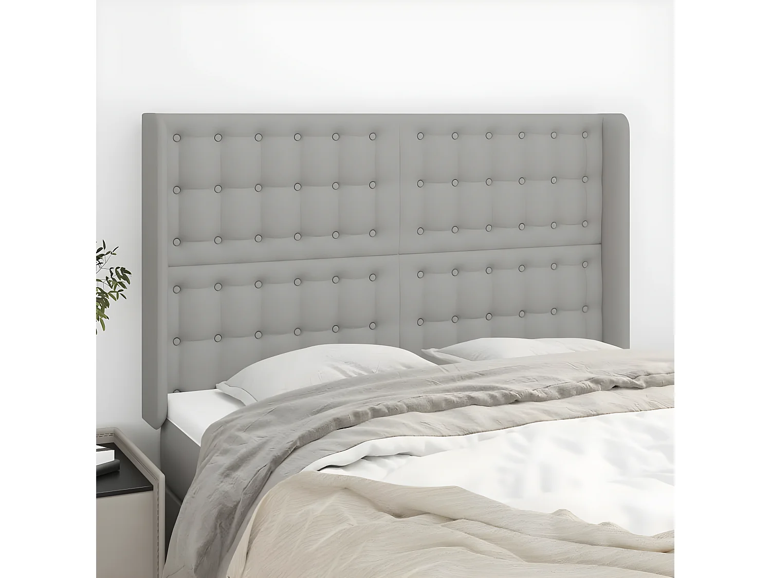 Tête de lit avec oreilles Gris clair 147x16x118,128 cm Tissu LKC72711 BonneVie Meuble