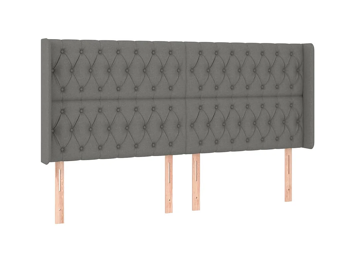 Cabeceira cama c/ abas tecido 203x16x118/128 cm cinzento-escuro PT794703