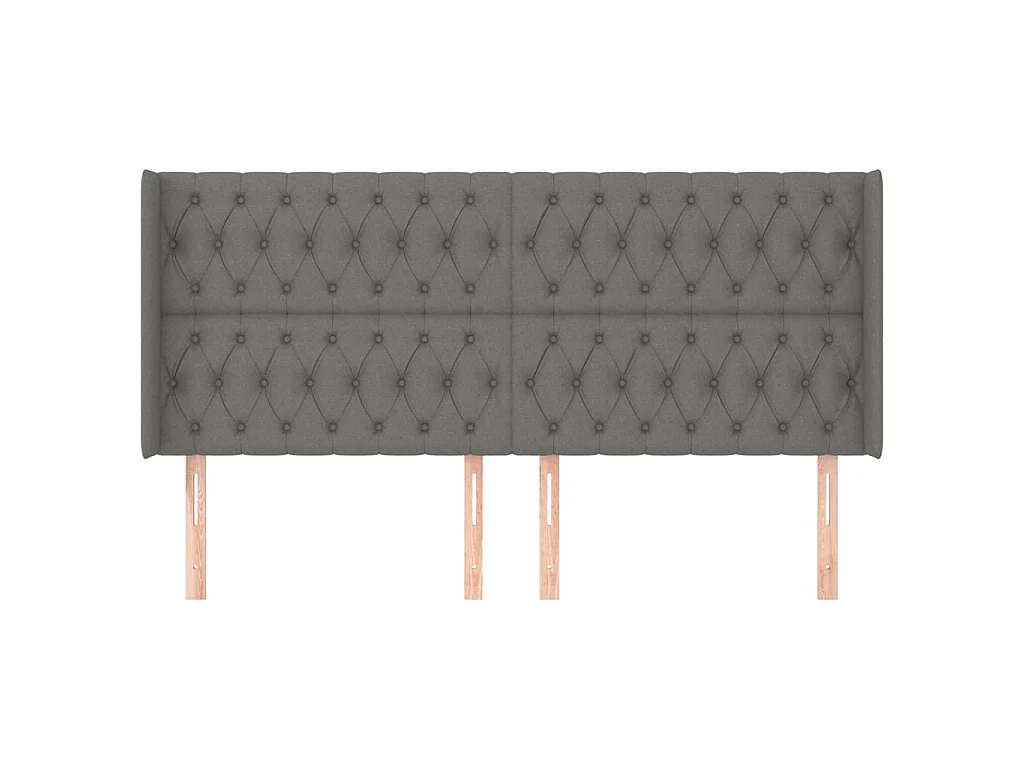 Tête de lit avec oreilles Gris foncé 203x16x118/128 cm Tissu POI91933 BonneVie Meuble