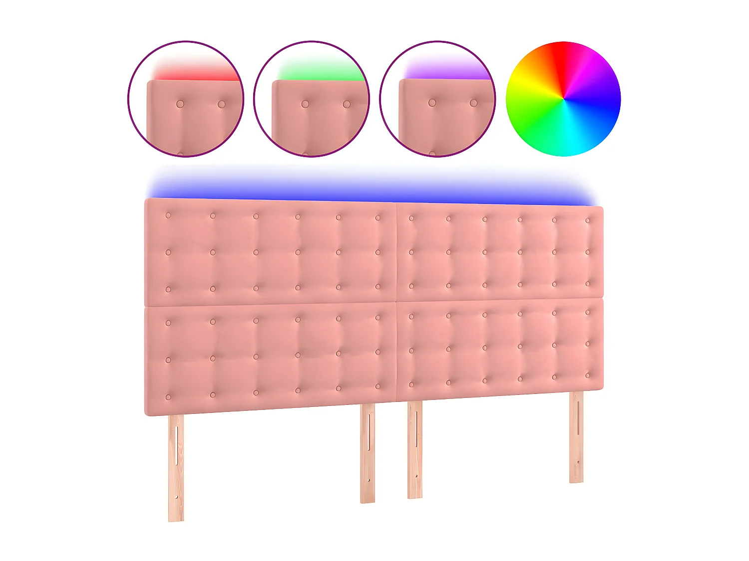 LED Kopfteil,Bettkopfteil Rosa 160x5x118/128 cm Samt -gkd449379