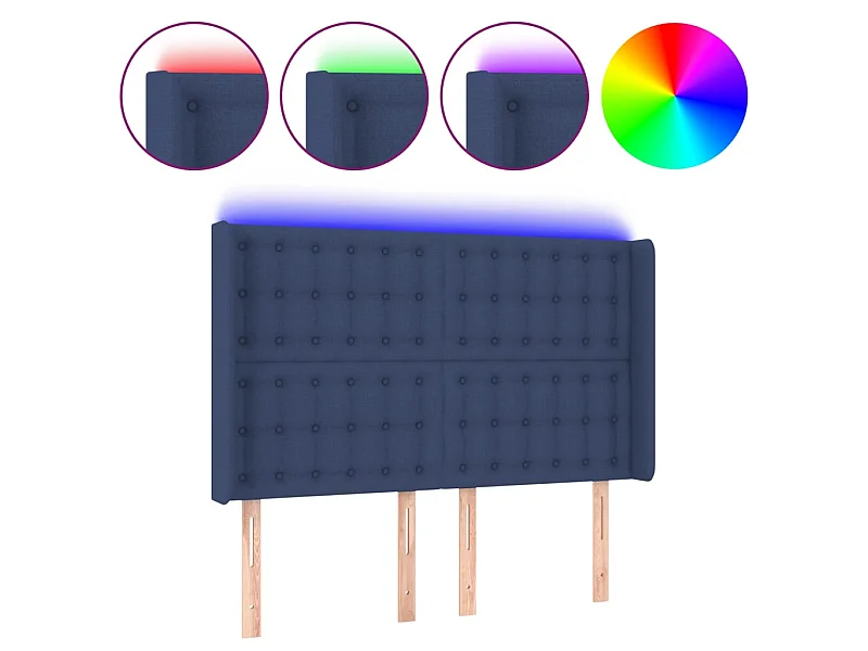 LED Kopfteil,Bettkopfteil Blau 147x16x118/128 cm Stoff -gkd954757