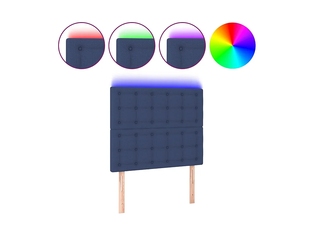 Tête de lit à LED Bleu 80x5x118/128 cm Tissu POI75784 BonneVie Meuble