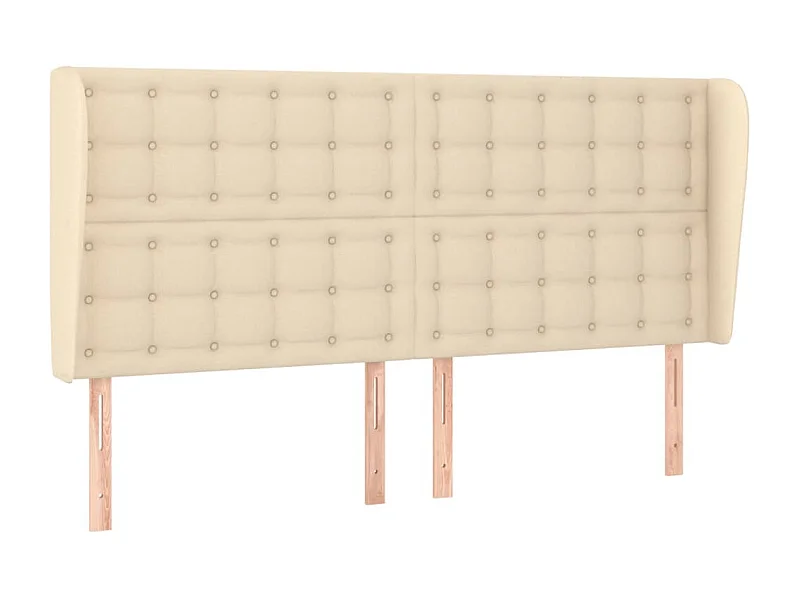 Kopfteil,Bettkopfteil mit Ohren Creme 163x23x118/128 cm Stoff -gkd872781