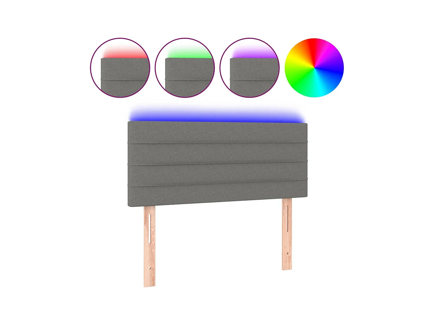 Cabecero con LED de tela gris oscuro 80x5x78/88 cm ES17561