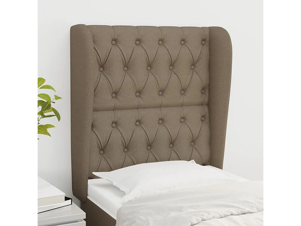 Tête de lit avec oreilles Taupe 83x23x118/128 cm Tissu POI63705 BonneVie Meuble