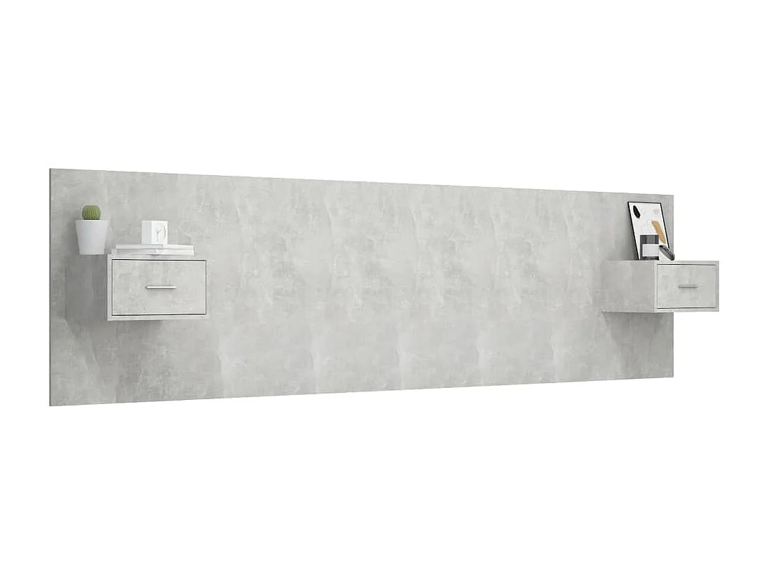 Tête de lit avec armoires Gris béton Bois d'ingénierie POI21336 BonneVie Meuble