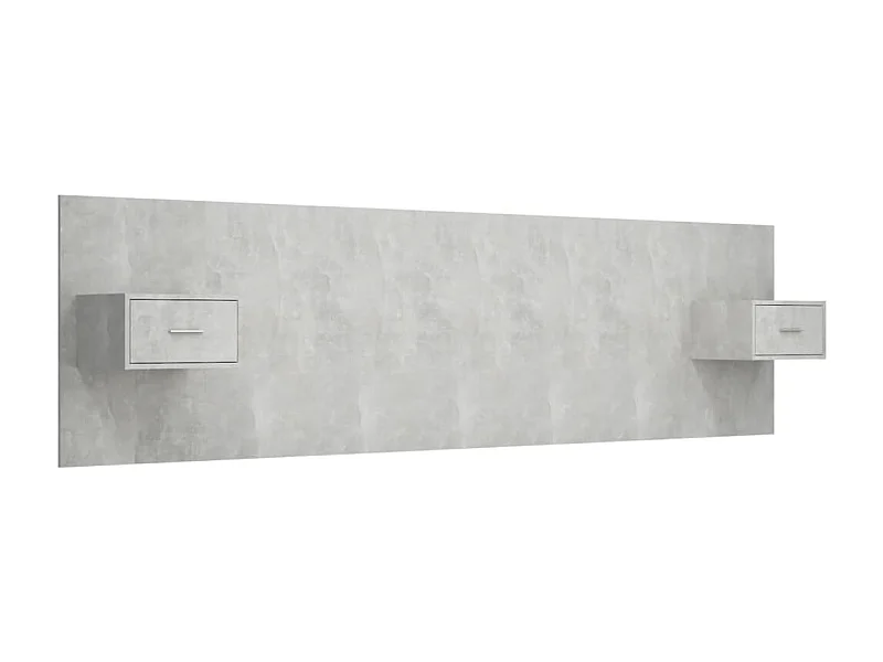 Cabecero de cama y mesitas madera contrachapada gris hormigón ES89690