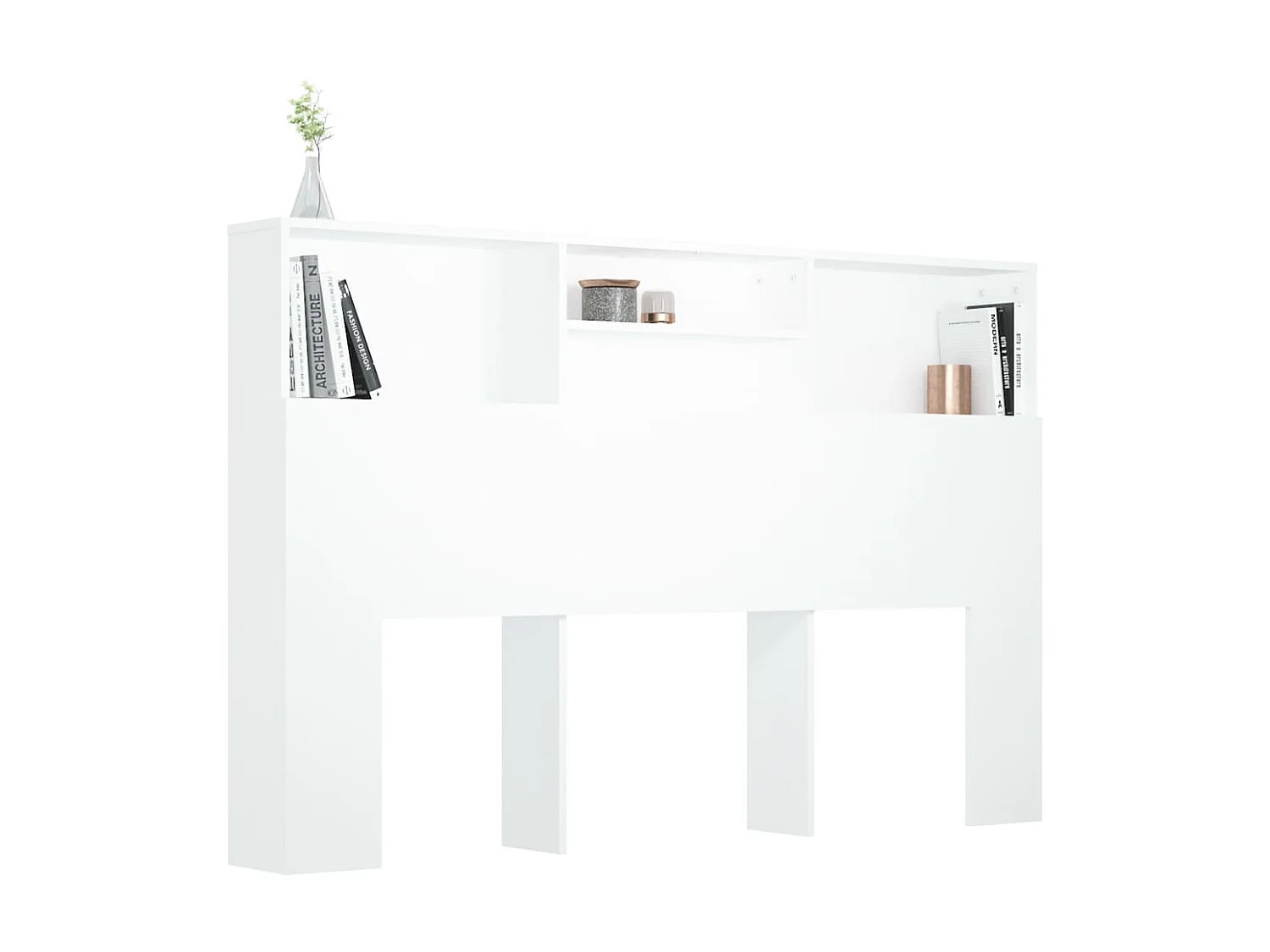 Armoire de tête de lit Blanc 160x19x103,5 cm POI14377 BonneVie Meuble