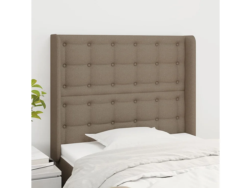 Tête de lit avec oreilles Taupe 103x16x118,128 cm Tissu LKC52620 BonneVie Meuble
