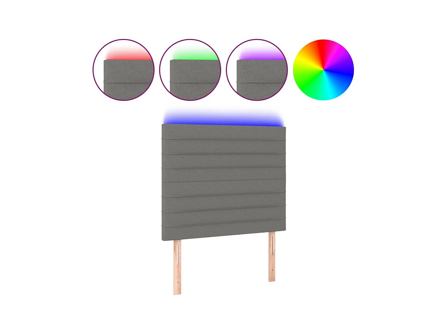Cabecero con luces LED tela gris oscuro 80x5x118/128 cm ES17336