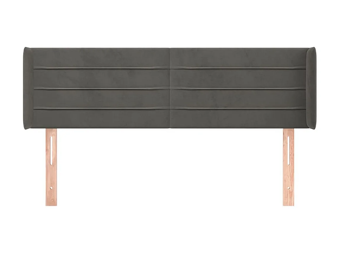 Testiera | Testata del letto ad Orecchio Grigio Scuro 147x16x78/88 cm in Velluto
