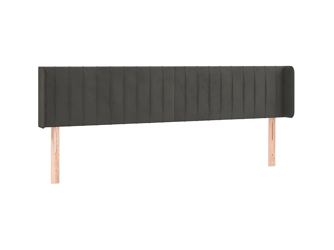 Testiera | Testata del letto ad Orecchio Grigio Scuro 183x16x78/88 cm in Velluto