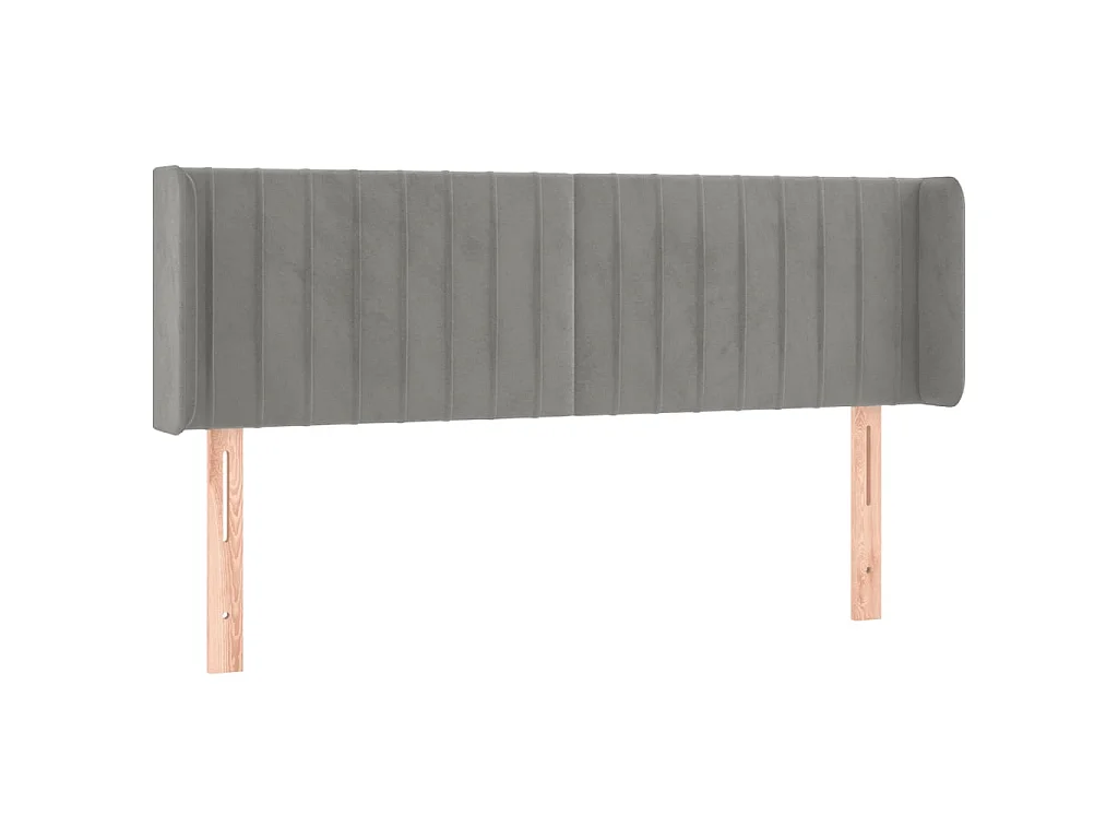 Cabeceira de cama c/ abas veludo147x16x78/88 cm cinzento-claro PT885653